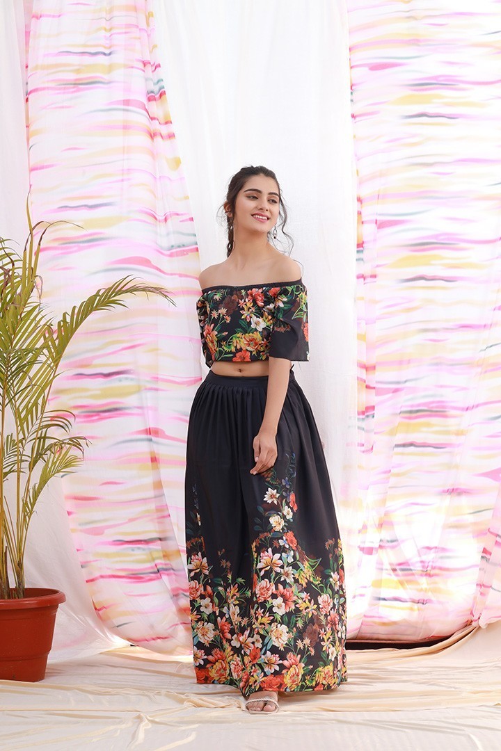 Black top floral outlet skirt dress