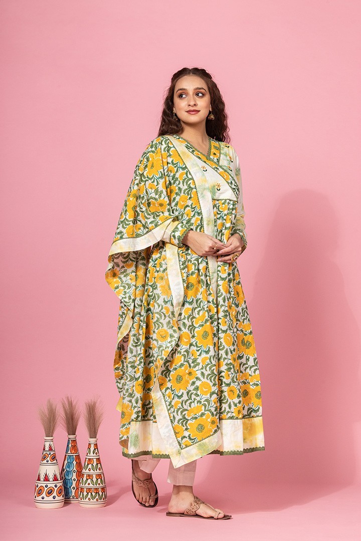 COTTON TIE DYE PRINTED ANARKALI SET